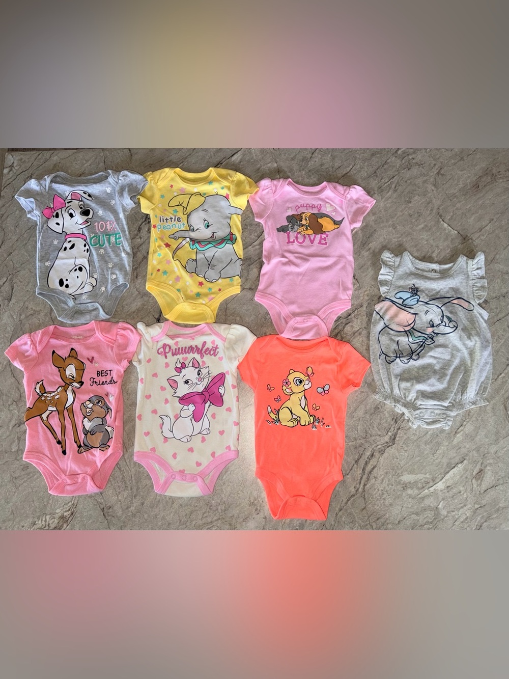 Disney Baby Girl Onesies - Size 3-6 Months